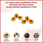 2x 150kg Load Aluminum Triple Suction Cup Pad Glazer Glass Sucker Remover Lifter V63-824141