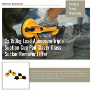 2x 150kg Load Aluminum Triple Suction Cup Pad Glazer Glass Sucker Remover Lifter V63-824141
