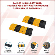 Pair of 1m Long 60T Load Rubber Speed Bump Hump Modular Speed Humps Road Hump V63-824161