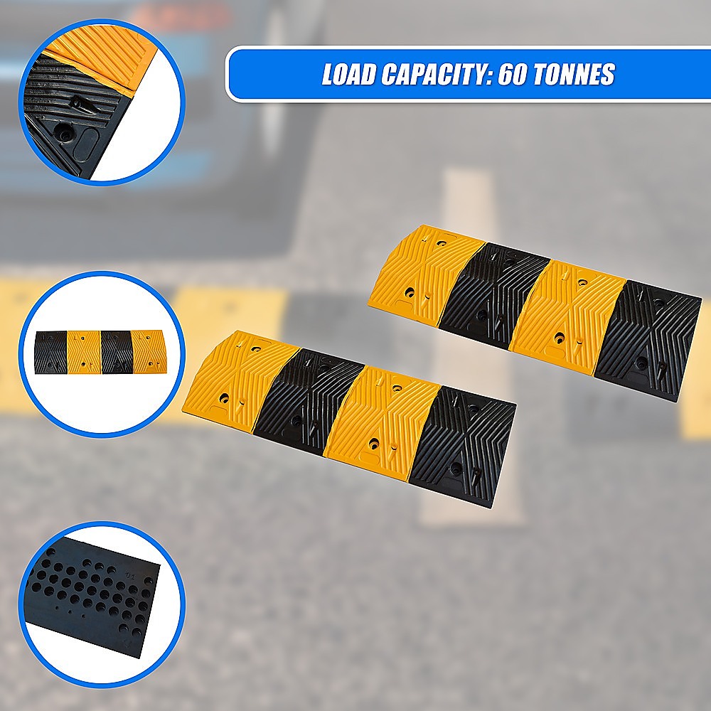 Pair of 1m Long 60T Load Rubber Speed Bump Hump Modular Speed Humps Road Hump V63-824161