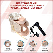 Neck Traction Air Decompression Support Brace Cervical Collar Hand Pump V63-824181