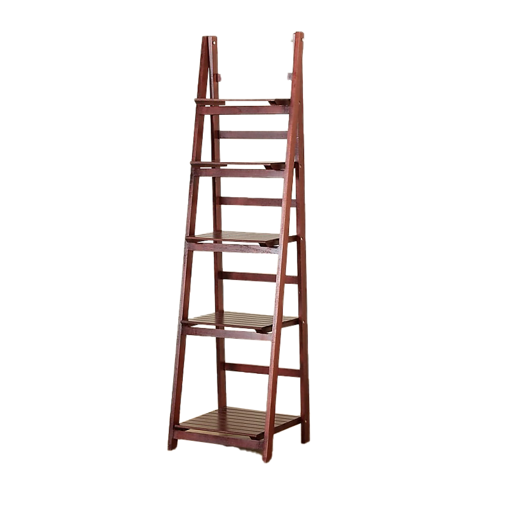 5 Tier Wooden Ladder Shelf Stand Storage Book Shelves Shelving Display Rack V63-824191