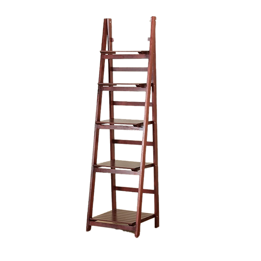 5 Tier Wooden Ladder Shelf Stand Storage Book Shelves Shelving Display Rack V63-824191