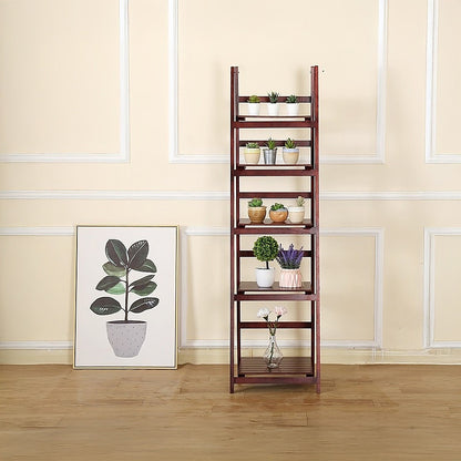 5 Tier Wooden Ladder Shelf Stand Storage Book Shelves Shelving Display Rack V63-824191