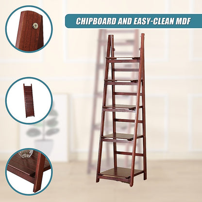 5 Tier Wooden Ladder Shelf Stand Storage Book Shelves Shelving Display Rack V63-824191