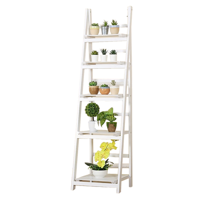 5 Tier Wooden Ladder Shelf Stand Storage Book Shelves Shelving Display Rack V63-824201