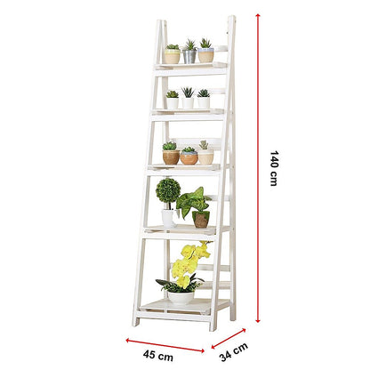 5 Tier Wooden Ladder Shelf Stand Storage Book Shelves Shelving Display Rack V63-824201