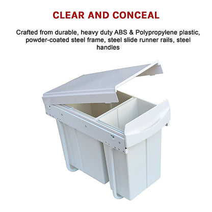 Pull Out Bin Kitchen Double Dual Slide Garbage Rubbish Waste 10L+20L V63-824211