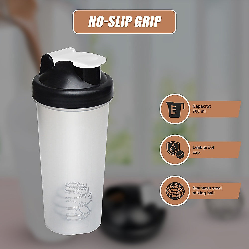 10x 700ml Protein Shaker Bottles - Gym Supplement Blender Mixer Shake Cups V63-824231