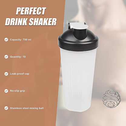 10x 700ml Protein Shaker Bottles - Gym Supplement Blender Mixer Shake Cups V63-824231