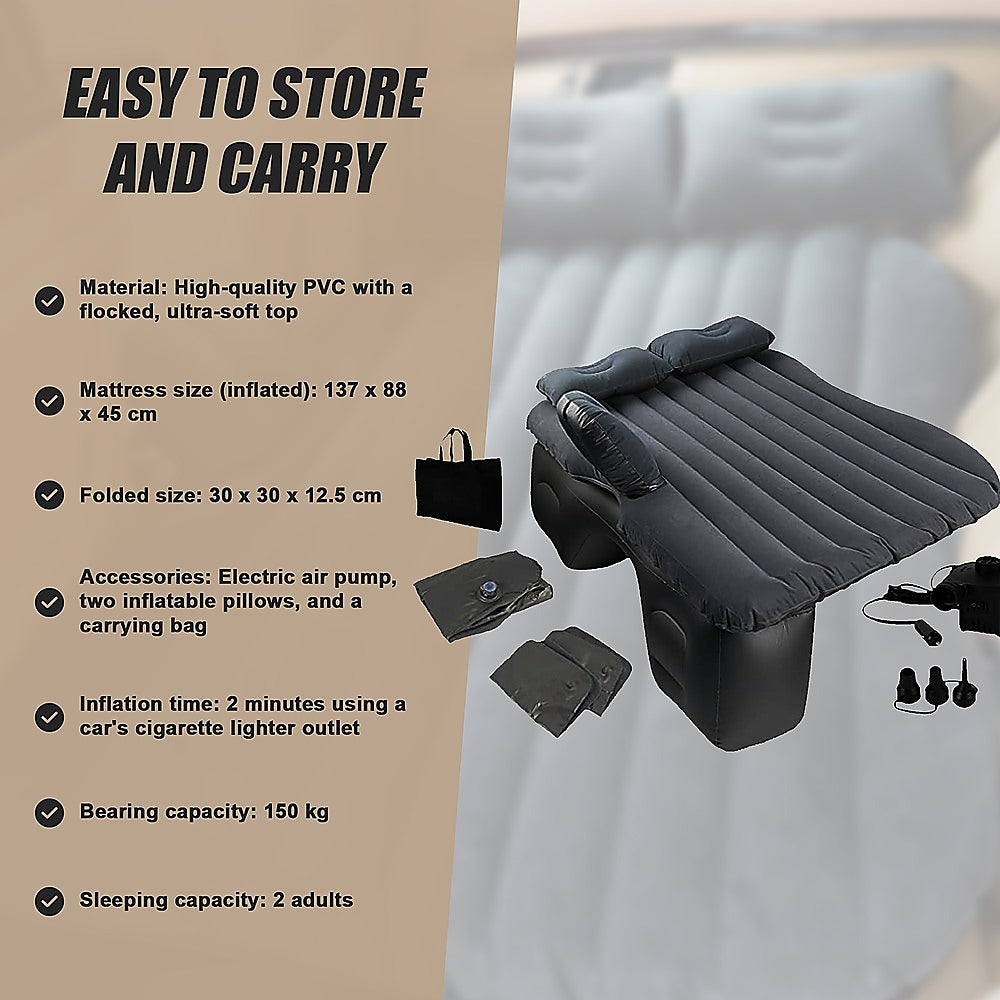 Inflatable Car Back Seat Mattress - Portable Travel Air Bed for Camping & Sleeping V63-824331