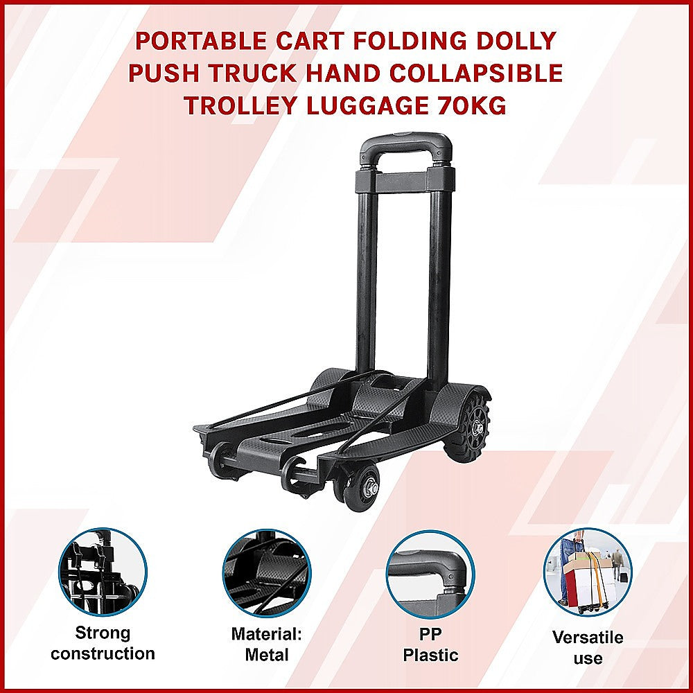 Portable Cart Folding Dolly Push Truck Hand Collapsible Trolley Luggage 70Kg V63-824341