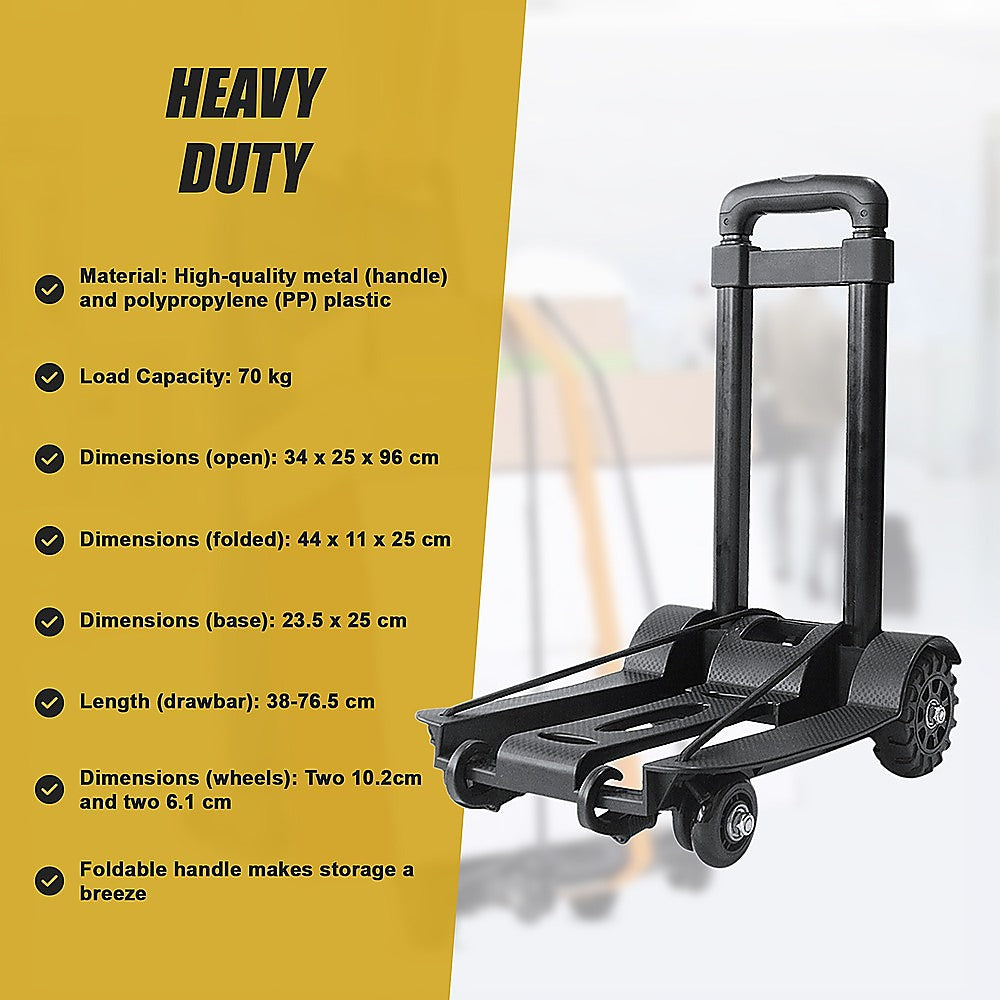 Portable Cart Folding Dolly Push Truck Hand Collapsible Trolley Luggage 70Kg V63-824341
