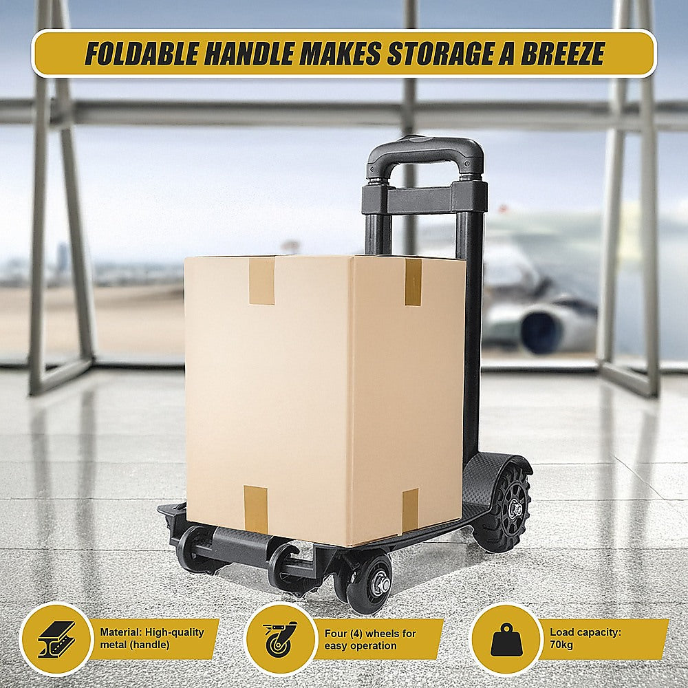 Portable Cart Folding Dolly Push Truck Hand Collapsible Trolley Luggage 70Kg V63-824341