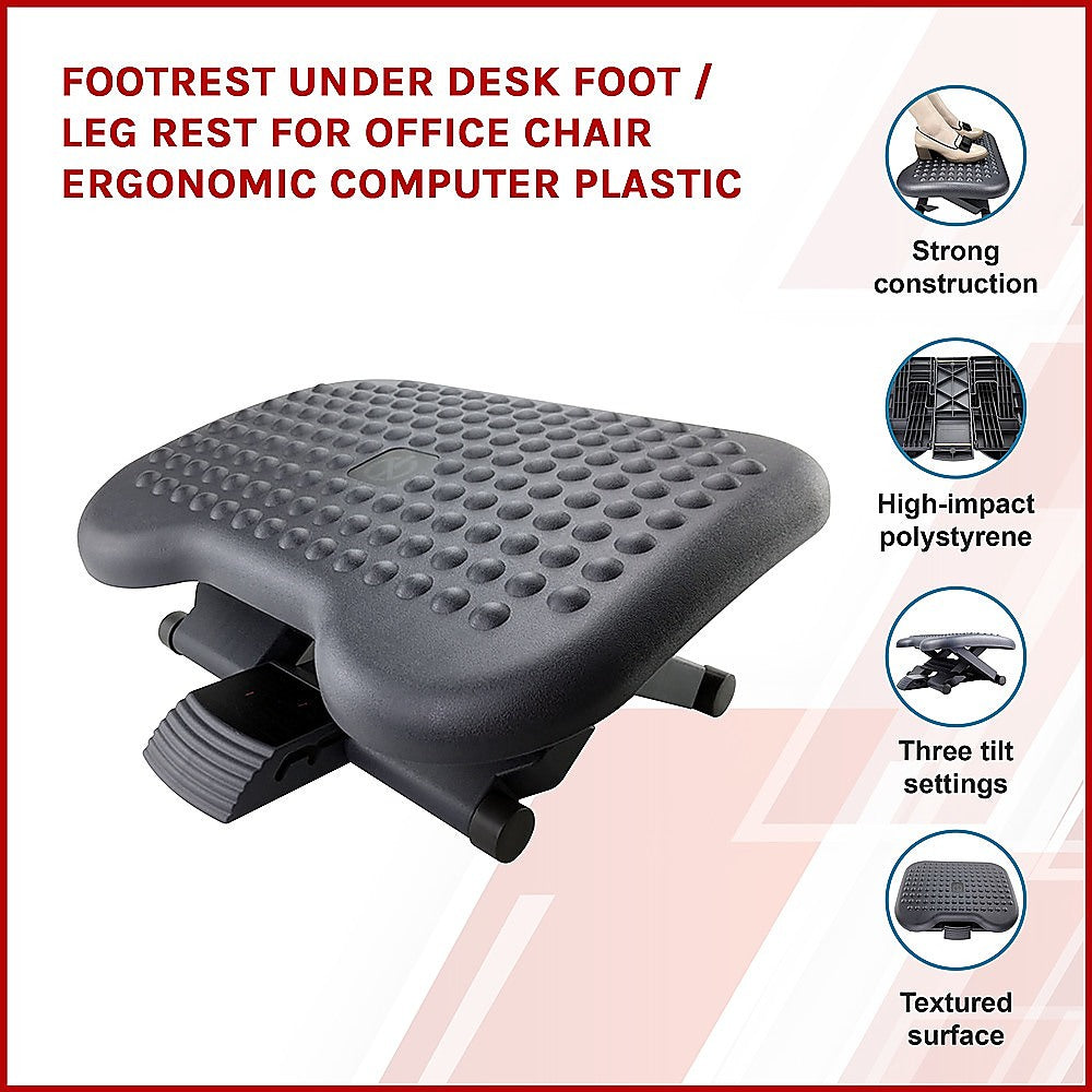 Footrest Under Desk Foot / Leg Rest for Office Chair Ergonomic Computer Plastic V63-824381