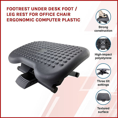 Footrest Under Desk Foot / Leg Rest for Office Chair Ergonomic Computer Plastic V63-824381