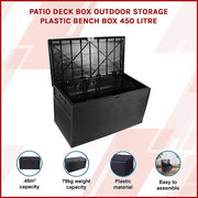 Patio Deck Box Outdoor Storage Plastic Bench Box 450 Litre V63-824391