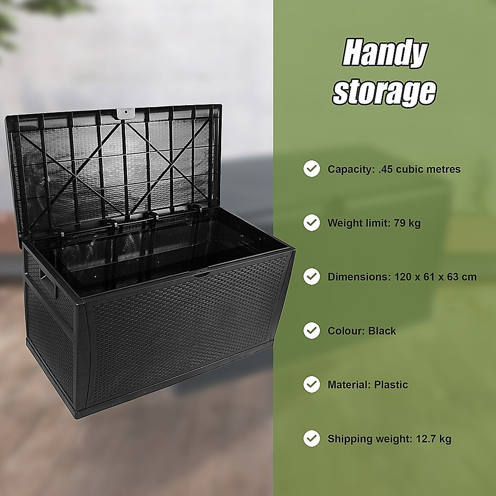 Patio Deck Box Outdoor Storage Plastic Bench Box 450 Litre V63-824391