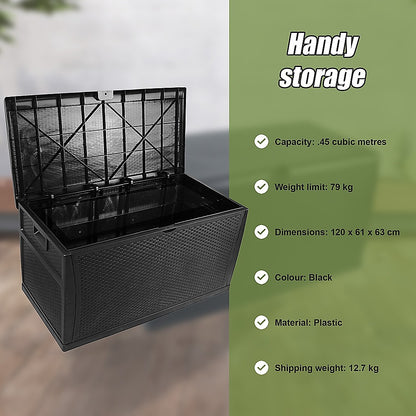 Patio Deck Box Outdoor Storage Plastic Bench Box 450 Litre V63-824391