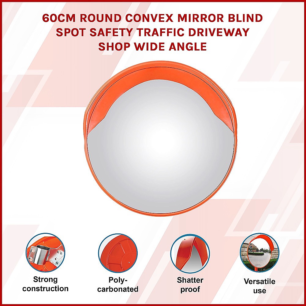 60cm Round Convex Mirror Blind Spot Safety Traffic Driveway Shop Wide Angle V63-824421