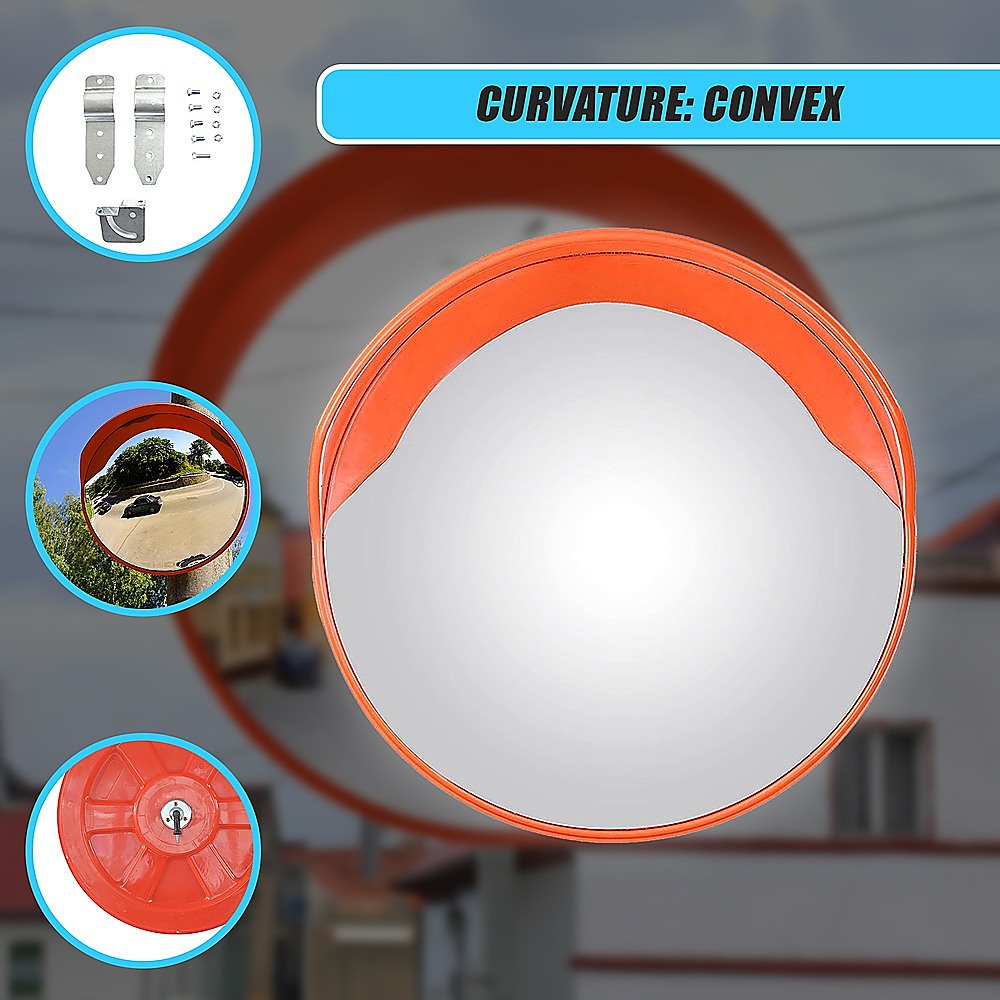 60cm Round Convex Mirror Blind Spot Safety Traffic Driveway Shop Wide Angle V63-824421