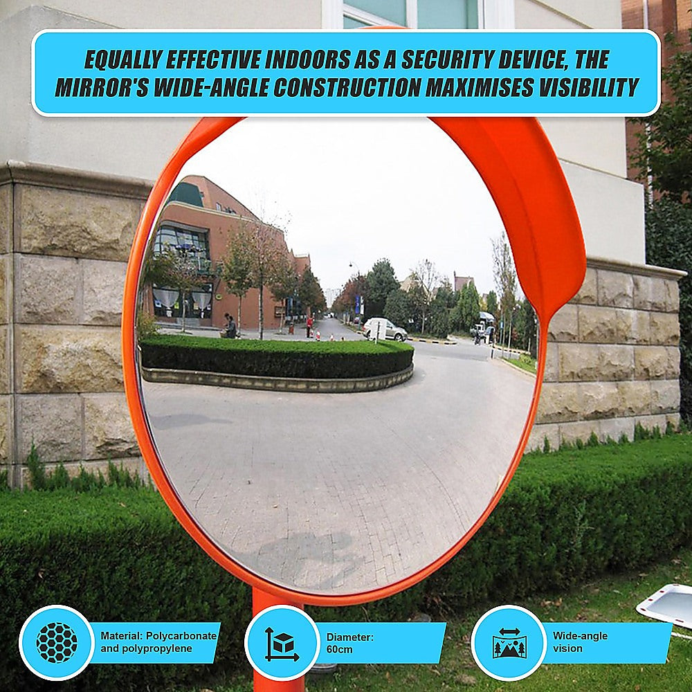 60cm Round Convex Mirror Blind Spot Safety Traffic Driveway Shop Wide Angle V63-824421