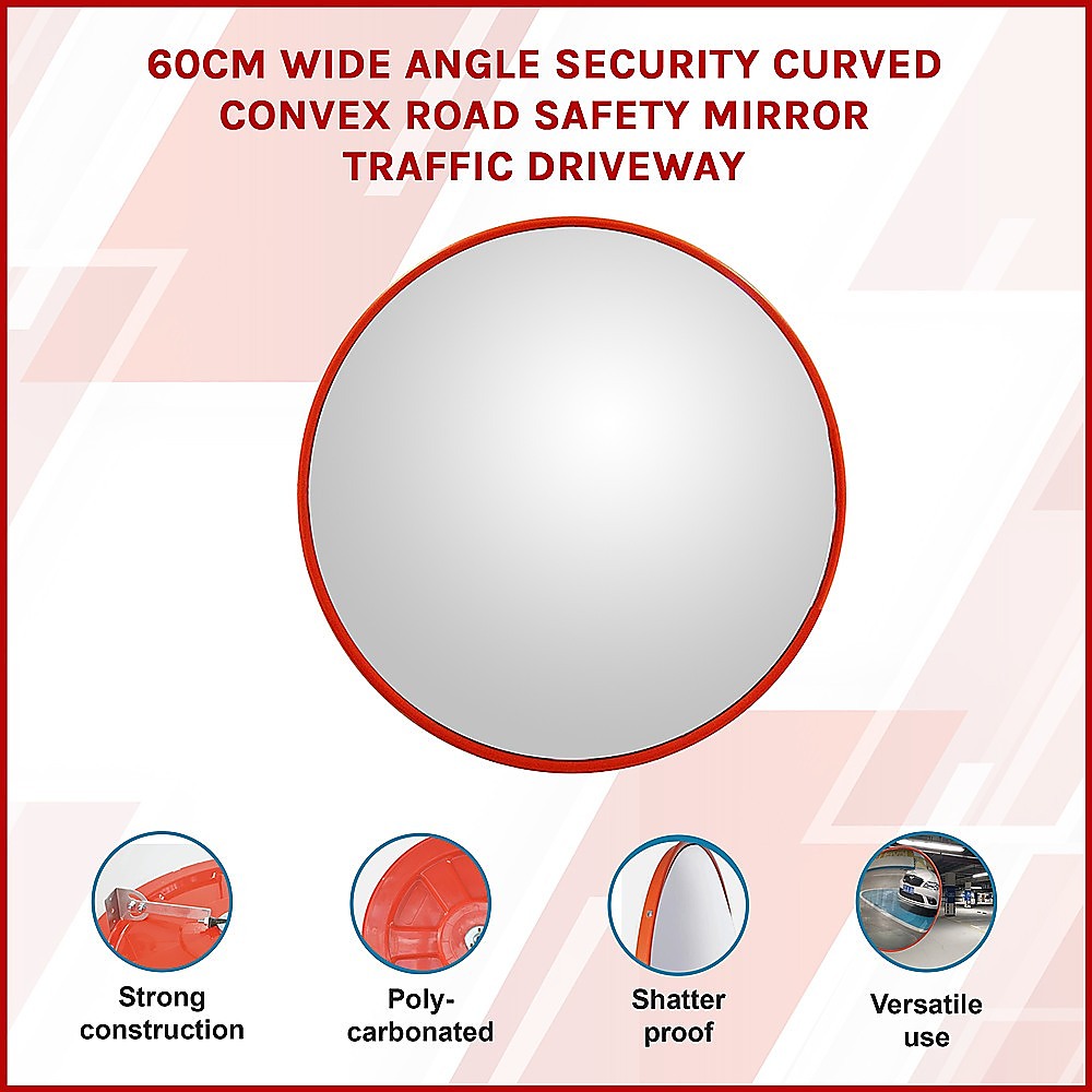 60cm Wide Angle Security Curved Convex Road Safety Mirror Traffic Driveway V63-824431