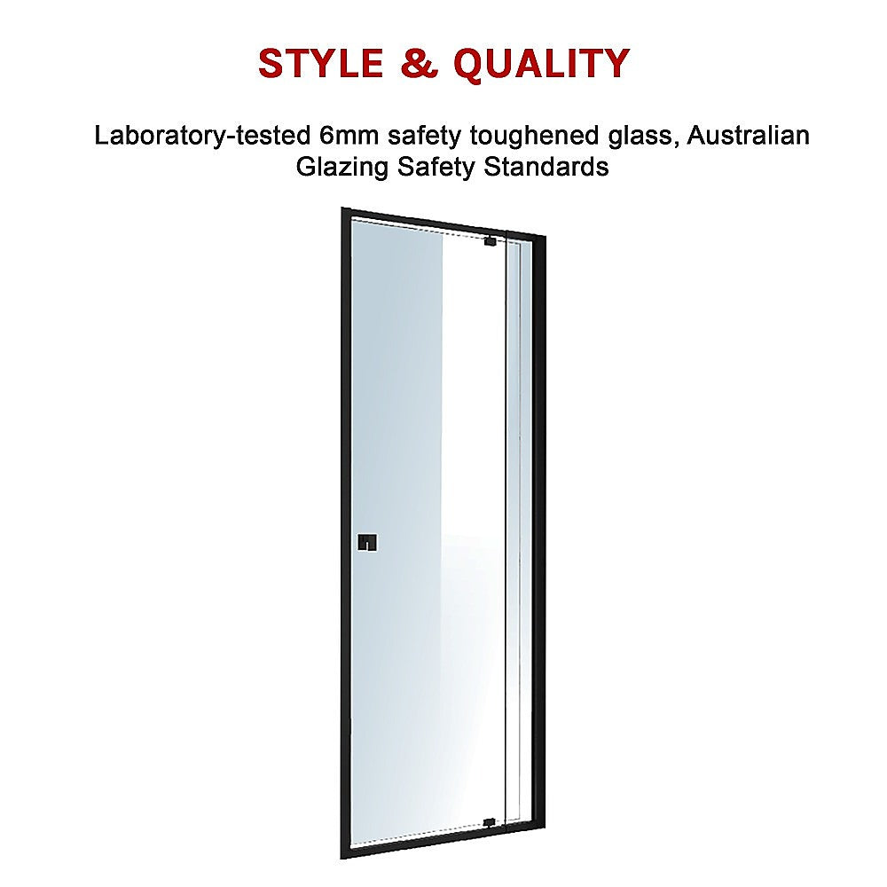 Adjustable Semi Frameless Shower Screen (74~82) x 195cm Australian Safety Glass V63-824451