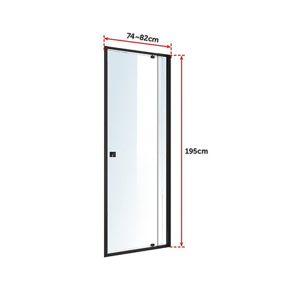 Adjustable Semi Frameless Shower Screen (74~82) x 195cm Australian Safety Glass V63-824451