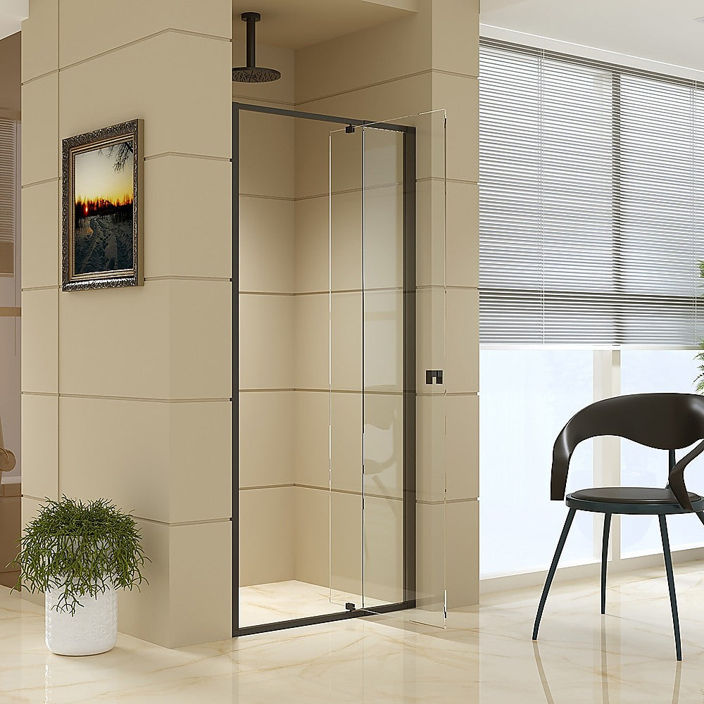 Adjustable Semi Frameless Shower Screen (74~82) x 195cm Australian Safety Glass V63-824451