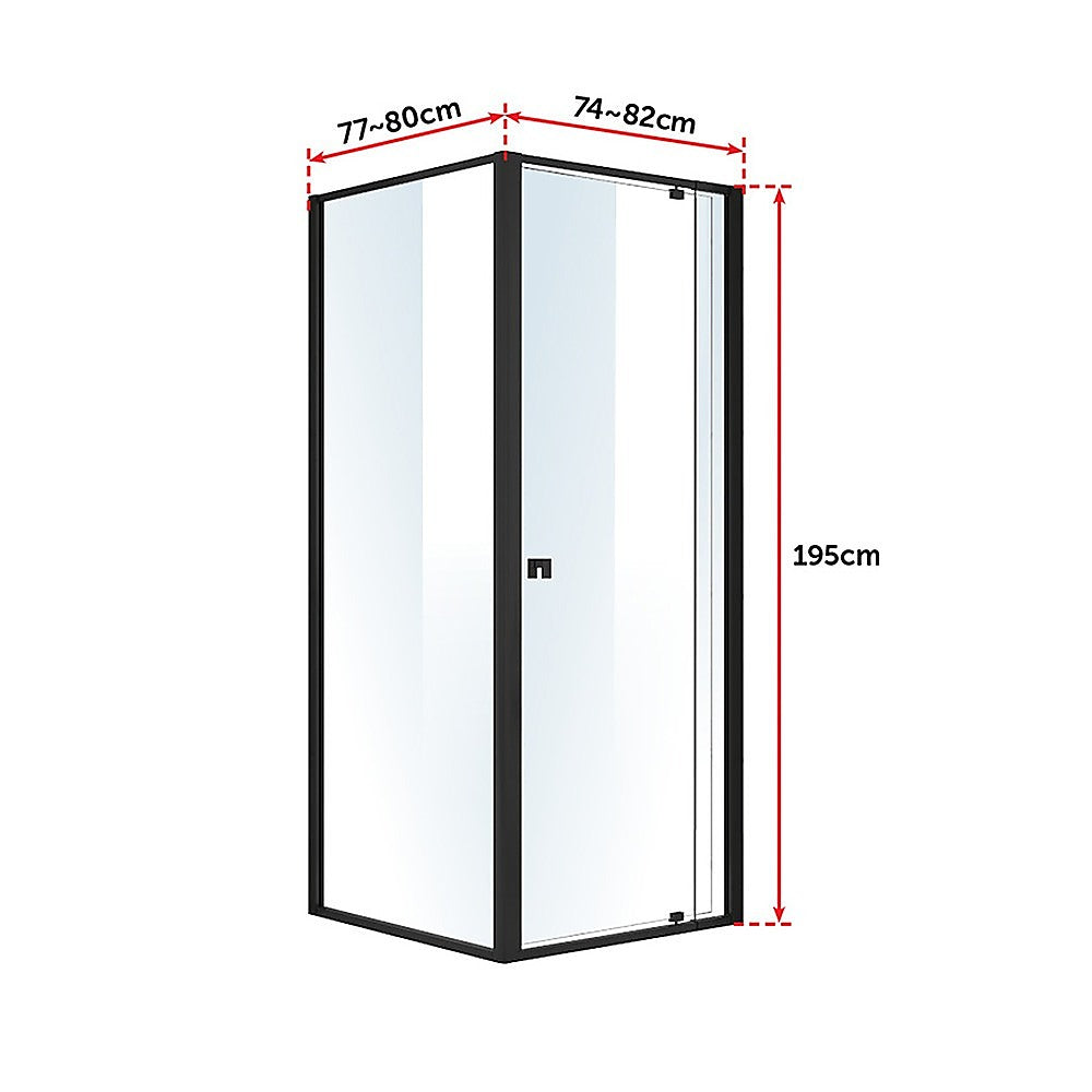 Semi Frameless Shower Screen (74~82)x 195cm & (77~80)x 195cm Side AS/NZS Glass V63-824461