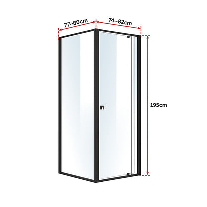 Semi Frameless Shower Screen (74~82)x 195cm & (77~80)x 195cm Side AS/NZS Glass V63-824461