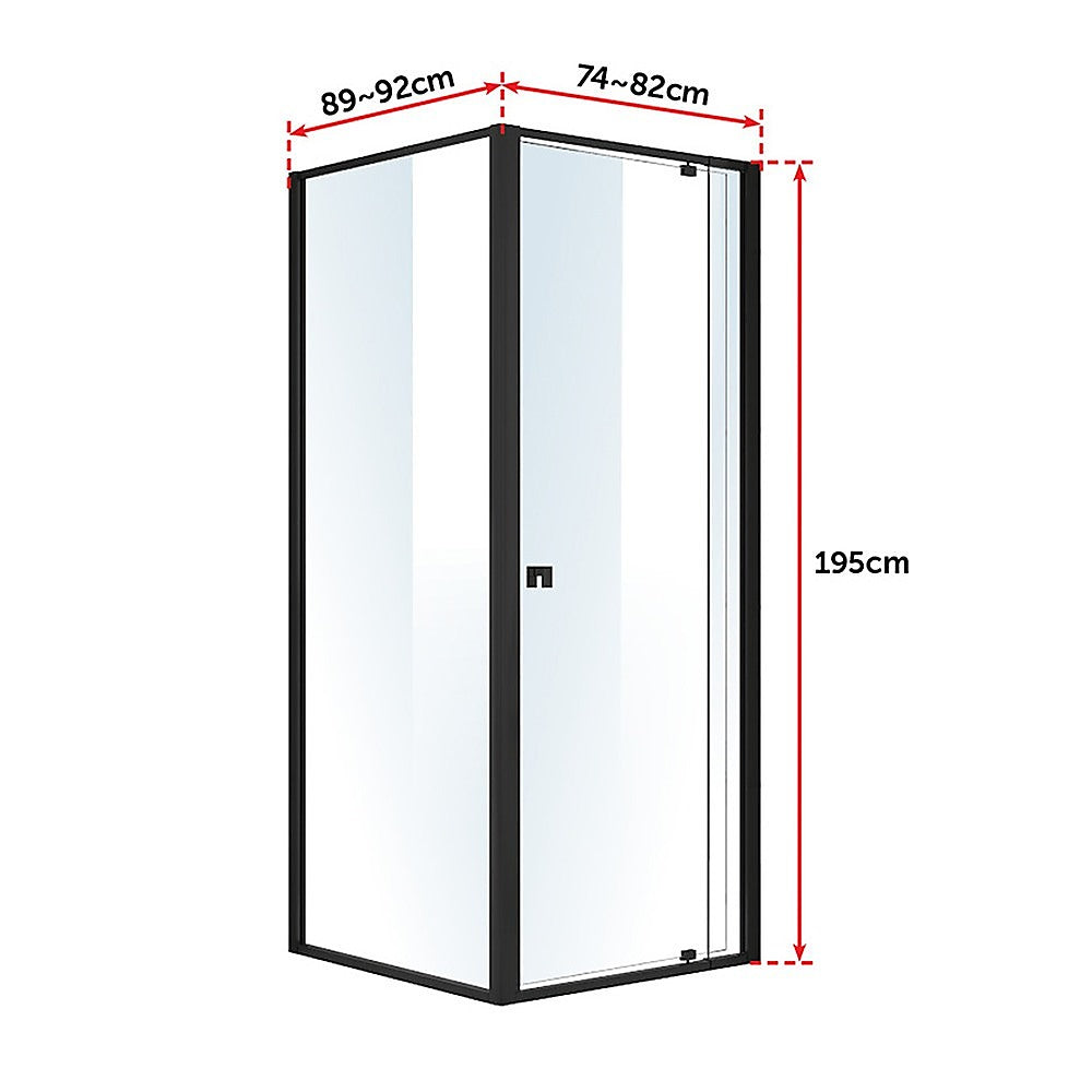 Semi Frameless Shower Screen (74~82)x 195cm & (89~92)x 195cm Side AS/NZS Glass V63-824471