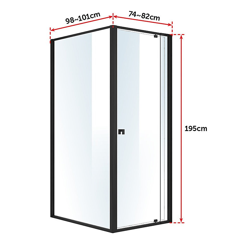 Semi Frameless Shower Screen (74~82)x 195cm & (98~101)x 195cm Side AS/NZS Glass V63-824481