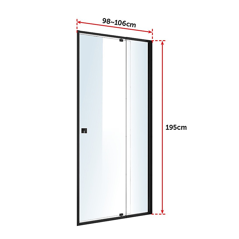Adjustable Semi Frameless Shower Screen (98~106) x 195cm Australian Safety Glass V63-824501