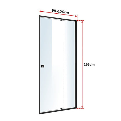 Adjustable Semi Frameless Shower Screen (98~106) x 195cm Australian Safety Glass V63-824501