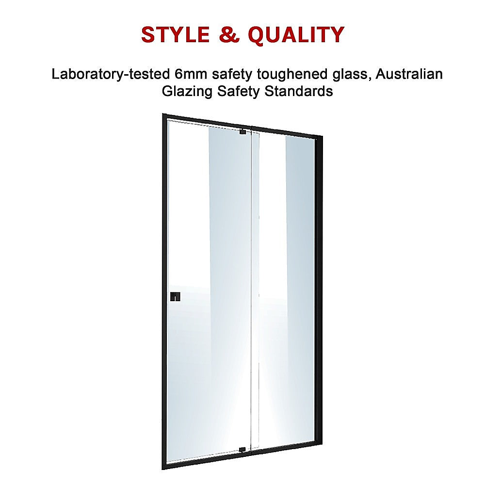 Adjustable Semi Frameless Shower Screen (114~122) x 195cm Australian Safety Glass V63-824511