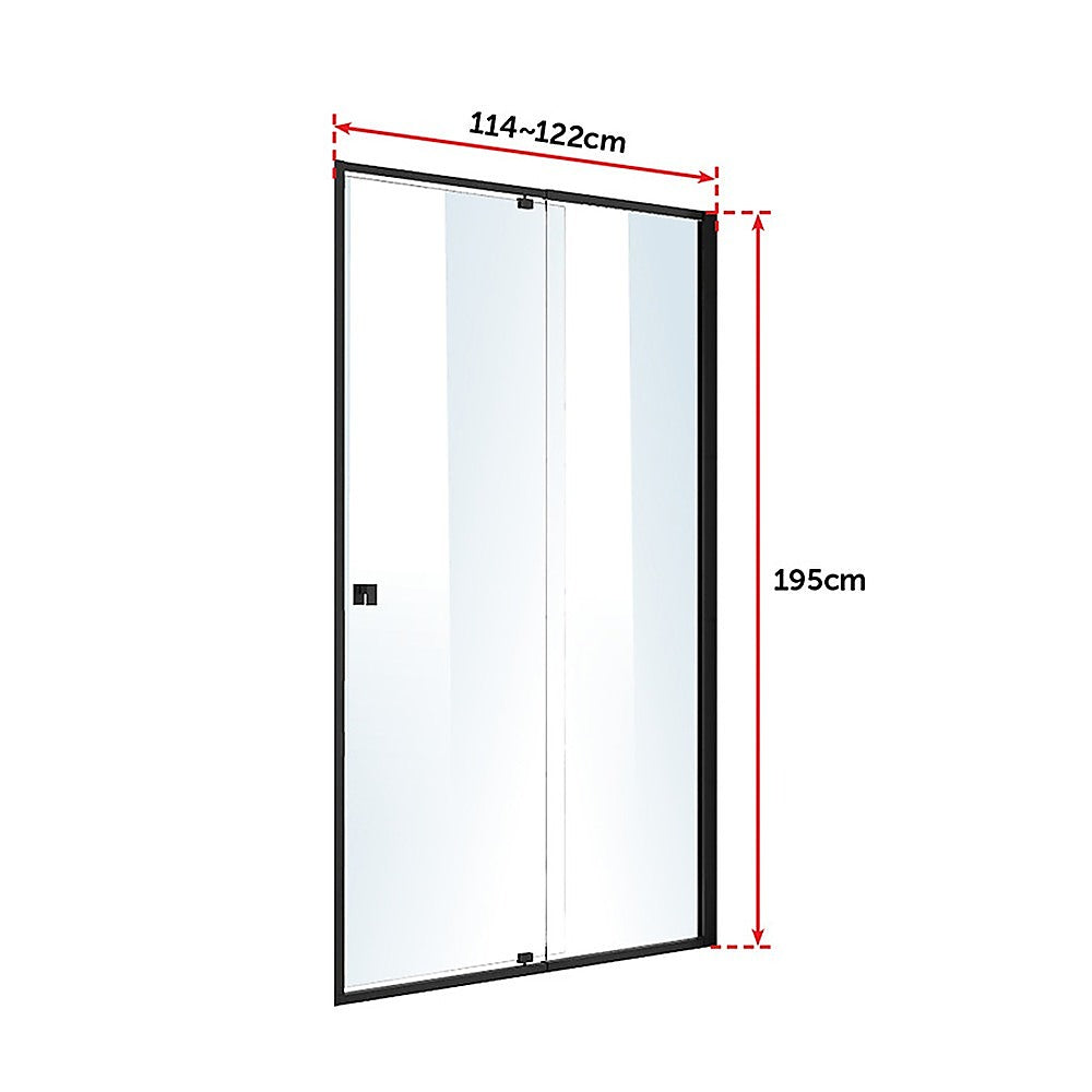 Adjustable Semi Frameless Shower Screen (114~122) x 195cm Australian Safety Glass V63-824511