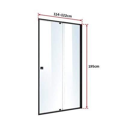 Adjustable Semi Frameless Shower Screen (114~122) x 195cm Australian Safety Glass V63-824511