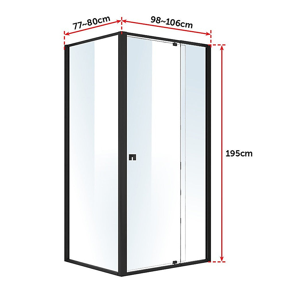 Semi Frameless Shower Screen (98~106)x 195cm & (77~80)x 195cm Side AS/NZS Glass V63-824521