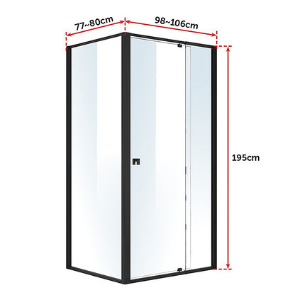 Semi Frameless Shower Screen (98~106)x 195cm & (77~80)x 195cm Side AS/NZS Glass V63-824521