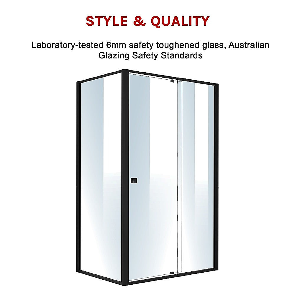 Semi Frameless Shower Screen (114~122)x 195cm & (77~80)x 195cm Side AS/NZS Glass V63-824531