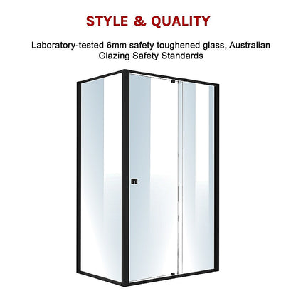 Semi Frameless Shower Screen (114~122)x 195cm & (77~80)x 195cm Side AS/NZS Glass V63-824531