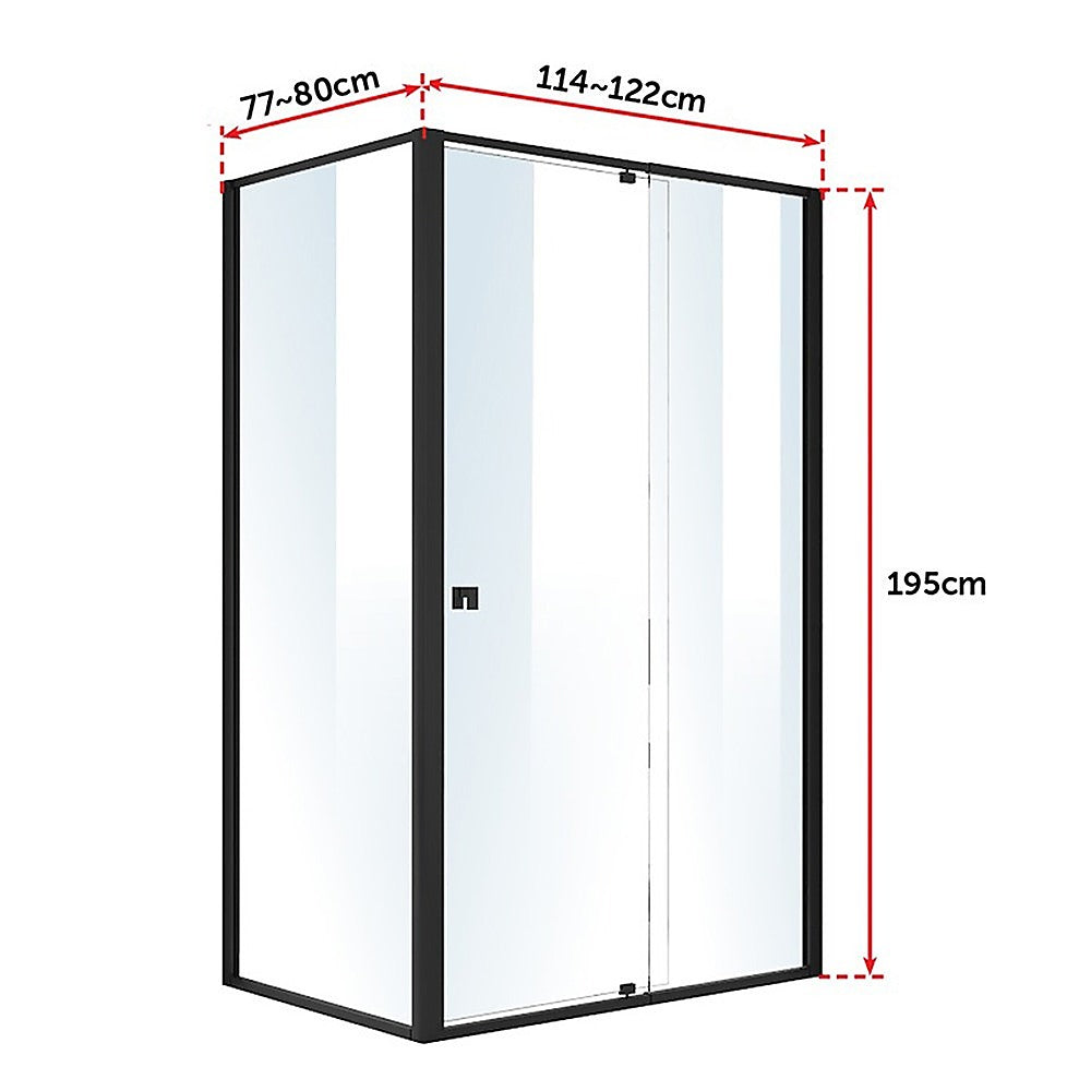 Semi Frameless Shower Screen (114~122)x 195cm & (77~80)x 195cm Side AS/NZS Glass V63-824531