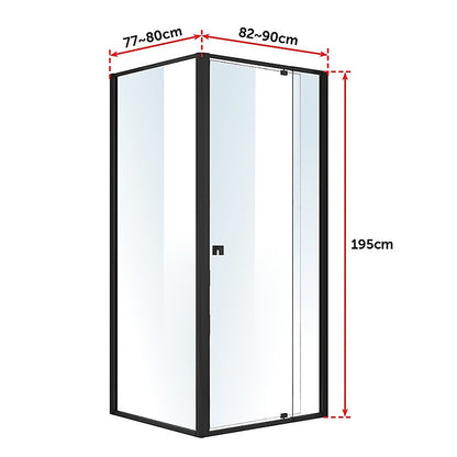Semi Frameless Shower Screen (82~90)x 195cm & (77~80)x 195cm Side AS/NZS Glass V63-824541