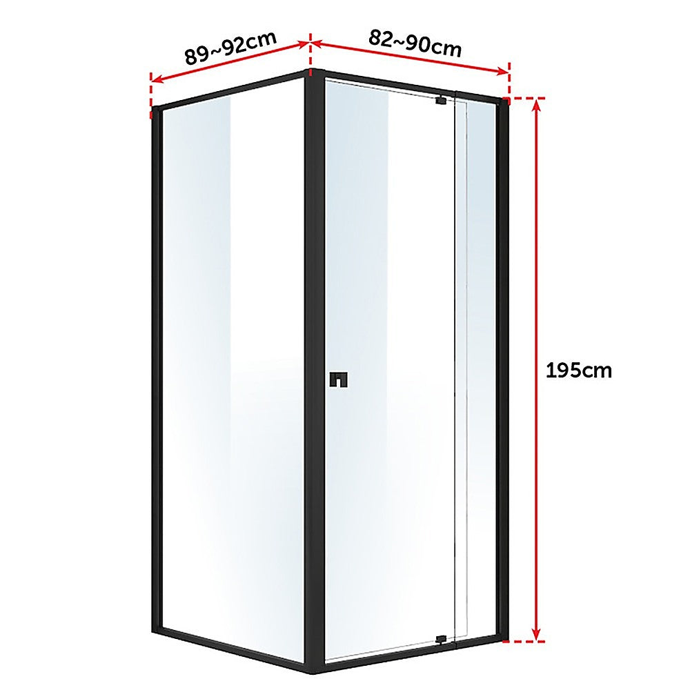 Semi Frameless Shower Screen (82~90)x 195cm & (89~92)x 195cm Side AS/NZS Glass V63-824551