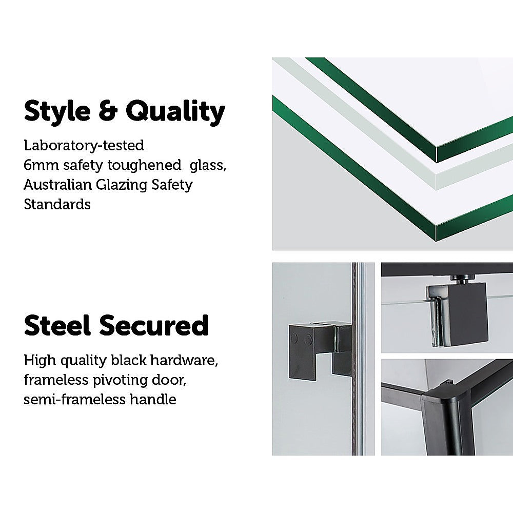 Semi Frameless Shower Screen (114~122)x 195cm & (89~92)x 195cm Side AS/NZS Glass V63-824571