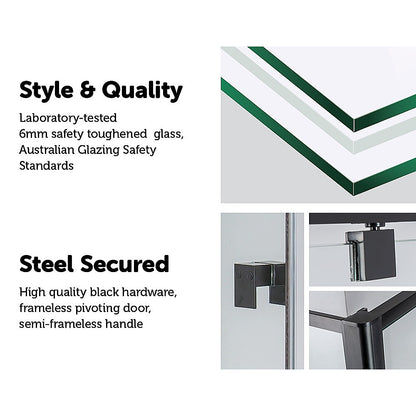 Semi Frameless Shower Screen (114~122)x 195cm & (89~92)x 195cm Side AS/NZS Glass V63-824571