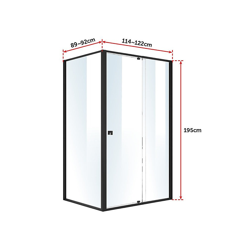 Semi Frameless Shower Screen (114~122)x 195cm & (89~92)x 195cm Side AS/NZS Glass V63-824571