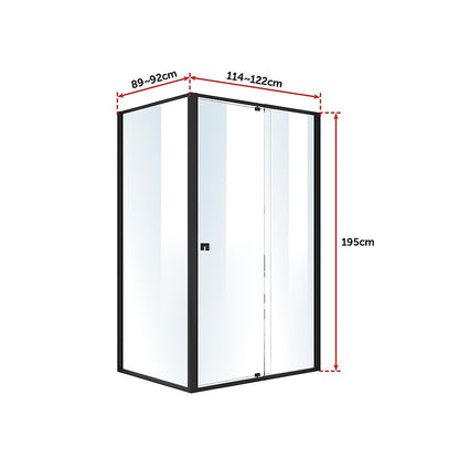 Semi Frameless Shower Screen (114~122)x 195cm & (89~92)x 195cm Side AS/NZS Glass V63-824571